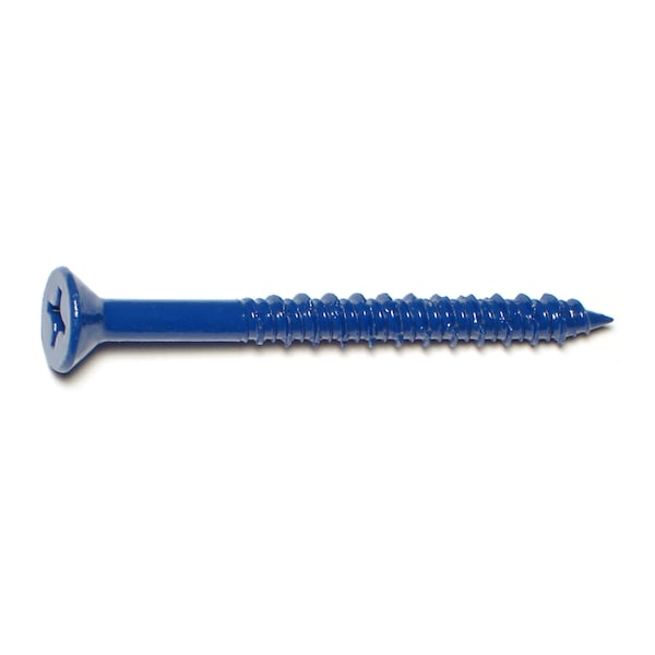 Midwest Fastener Masonry Screw, 1/4" Dia., Flat, 2 3/4 in L, Steel Blue Ruspert, 10 PK 63511 - main